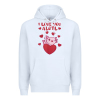 White i love you alotl aolotl valentine's day heart aolotl lover Premium Hoodie - lanVoArt