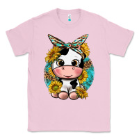 Bubblegum Pink cute cow with sunflower and leopard Classic Tee - texasbilliewilder