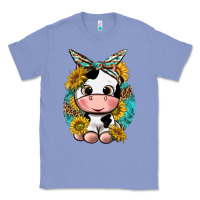 Colony Blue cute cow with sunflower and leopard Classic Tee - texasbilliewilder