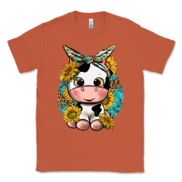 Copper cute cow with sunflower and leopard Classic Tee - texasbilliewilder