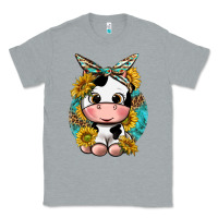 Heather Grey cute cow with sunflower and leopard Classic Tee - texasbilliewilder