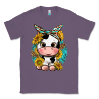 Lavender cute cow with sunflower and leopard Classic Tee - texasbilliewilder