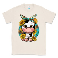 Natural cute cow with sunflower and leopard Classic Tee - texasbilliewilder