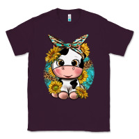 Plum cute cow with sunflower and leopard Classic Tee - texasbilliewilder