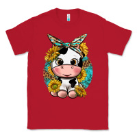 Red cute cow with sunflower and leopard Classic Tee - texasbilliewilder