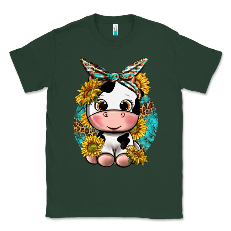 Cute Cow With Sunflower And Leopard Classic Tee by texasbilliewilder | Teevron