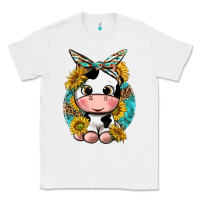 White cute cow with sunflower and leopard Classic Tee - texasbilliewilder