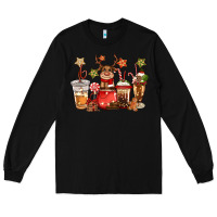 Black christmas reindeer coffee Long Sleeve Tee - CowGirlArtShop