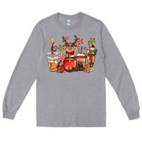 Heather Grey christmas reindeer coffee Long Sleeve Tee - CowGirlArtShop