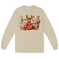 Mushroom christmas reindeer coffee Long Sleeve Tee - CowGirlArtShop
