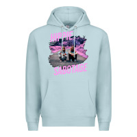 Blue Mist hippie sabotage aesthetic style photo with text Premium Hoodie - lanVoArt