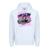 White hippie sabotage aesthetic style photo with text Premium Hoodie - lanVoArt