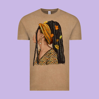 Fall Afro Woman Vintage Tee Designed By Nancycooperartshop