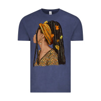Vintage Denim Fall afro woman Vintage Tee - NancyCooperArtShop
