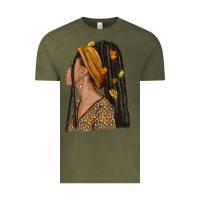 Vintage Olive Fall afro woman Vintage Tee - NancyCooperArtShop