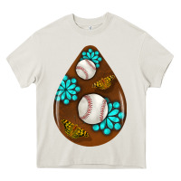 Cream baseball and western roses teardrop  1 Heavy Core Tee - BundleAndBundleShop