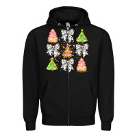 Black Christmas Trees And Bow Zipper Hoodie - CowhideDigitalArt