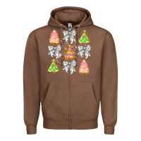 Chestnut Christmas Trees And Bow Zipper Hoodie - CowhideDigitalArt