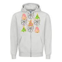 Dove Grey Christmas Trees And Bow Zipper Hoodie - CowhideDigitalArt