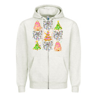 Oatmeal Heather Christmas Trees And Bow Zipper Hoodie - CowhideDigitalArt