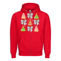 Red Christmas Trees And Bow Zipper Hoodie - CowhideDigitalArt