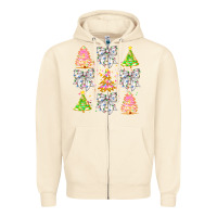 Sandshell Christmas Trees And Bow Zipper Hoodie - CowhideDigitalArt