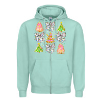 Seafoam Christmas Trees And Bow Zipper Hoodie - CowhideDigitalArt