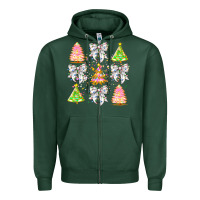 Sports Green Christmas Trees And Bow Zipper Hoodie - CowhideDigitalArt
