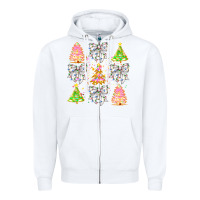 White Christmas Trees And Bow Zipper Hoodie - CowhideDigitalArt