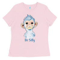 Bubblegum Pink monkey cute animals Ladies Tee - RanaPortraitStore
