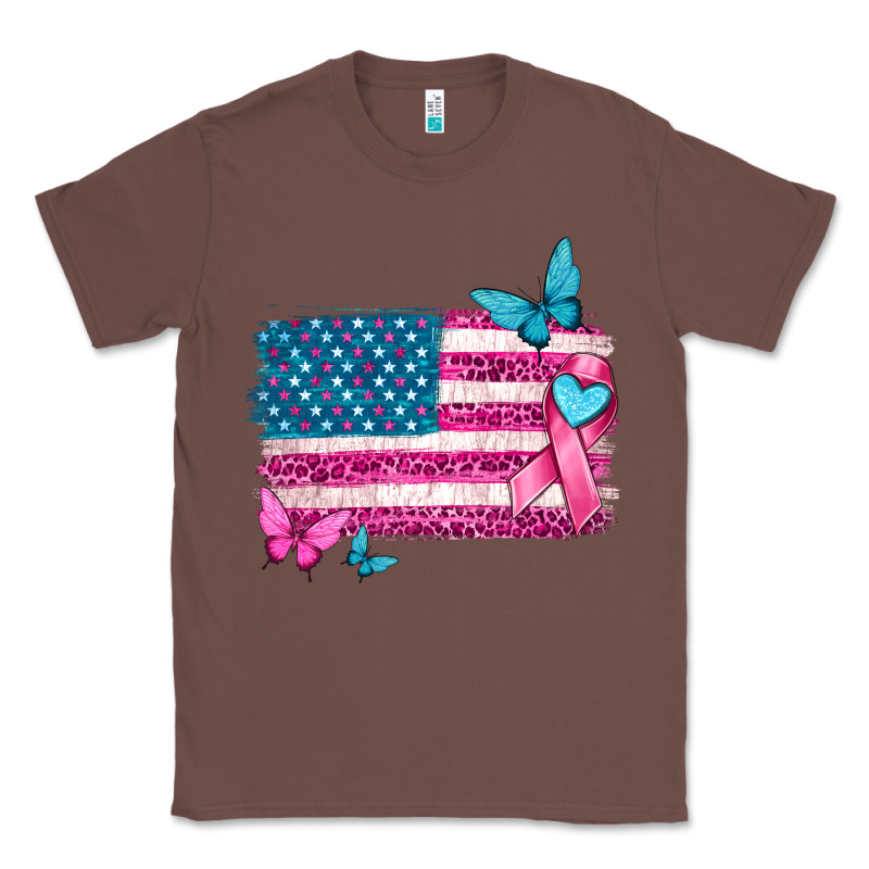 American Flag Breast Cancer With Ribbon Classic Tee by texasbilliewilder | Teevron