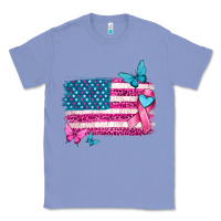 Colony Blue american flag breast cancer with ribbon Classic Tee - texasbilliewilder