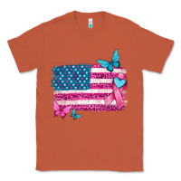 Copper american flag breast cancer with ribbon Classic Tee - texasbilliewilder