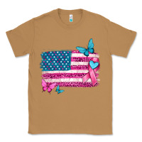 Toasted Coconut american flag breast cancer with ribbon Classic Tee - texasbilliewilder