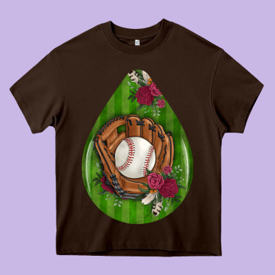 Baseball And Western Roses Teardrop  4 Heavy Core Tee Designed By Bundleandbundleshop