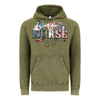 Vintage Olive American Nurse 4th of july Vintage Hoodie - HowdyJamesFarm