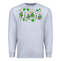 Heather Grey clover ghostie st.patrick's day Premium Sweatshirt - Artiststas