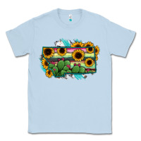 Dusty Blue Montana Map Sunflower Cactus Serape Classic Tee - RanaPortraitStore
