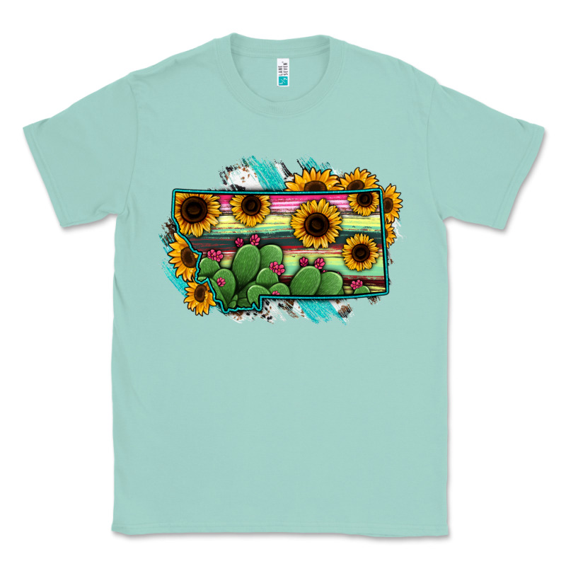 Montana Map Sunflower Cactus Serape Classic Tee by RanaPortraitStore | Teevron