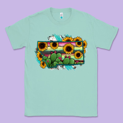 Montana Map Sunflower Cactus Serape Classic Tee Designed By Ranaportraitstore
