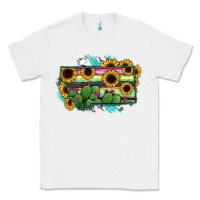 White Montana Map Sunflower Cactus Serape Classic Tee - RanaPortraitStore