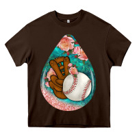 Chocolate Brown baseball and western roses teardrop  3 Heavy Core Tee - BundleAndBundleShop
