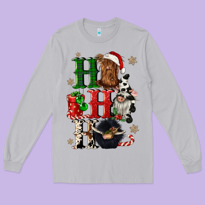 Ho Ho Ho Heifer Cow Gnomies Long Sleeve Tee Designed By Cowgirlartshop