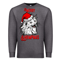 Charcoal Heather Merry Christmas Cat Premium Sweatshirt - SublimationCraftShop