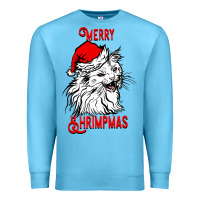 Ocean Blue Merry Christmas Cat Premium Sweatshirt - SublimationCraftShop