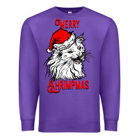 Purple Merry Christmas Cat Premium Sweatshirt - SublimationCraftShop