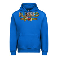 Cobalt blessed and floral cross Urban Hoodie - BarkalooDesign