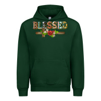 Forest Green blessed and floral cross Urban Hoodie - BarkalooDesign