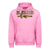 Fuchsia Pink blessed and floral cross Urban Hoodie - BarkalooDesign