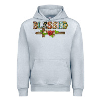 Heather Grey blessed and floral cross Urban Hoodie - BarkalooDesign